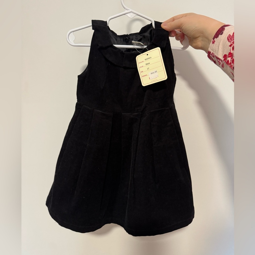 E LAND baby girls velvet black dress NWT
